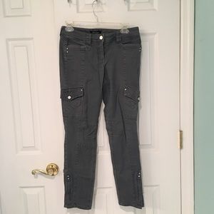 Gray cargo style skinny jeans